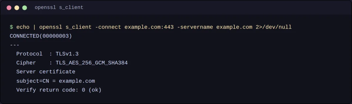Успешное TLS-рукопожатие в openssl